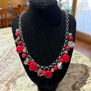 Elegant Red and Silver Women's Necklace